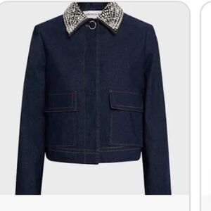 Veronica Bread Barrigton Crystal Collar Denim Jacket.